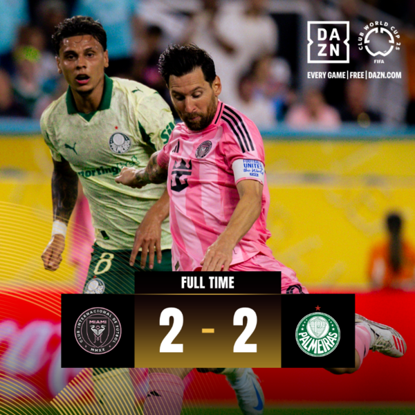 A조 최종전에서 마이애미는 브라질 팔메이라스와 2대 2 무승부를 기록했다(사진=클럽 월드컵 SNS)