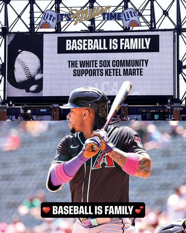 마르테를 향한 지지 메시지를 띄운 화이트삭스(사진=시카고 화이트삭스 SNS)