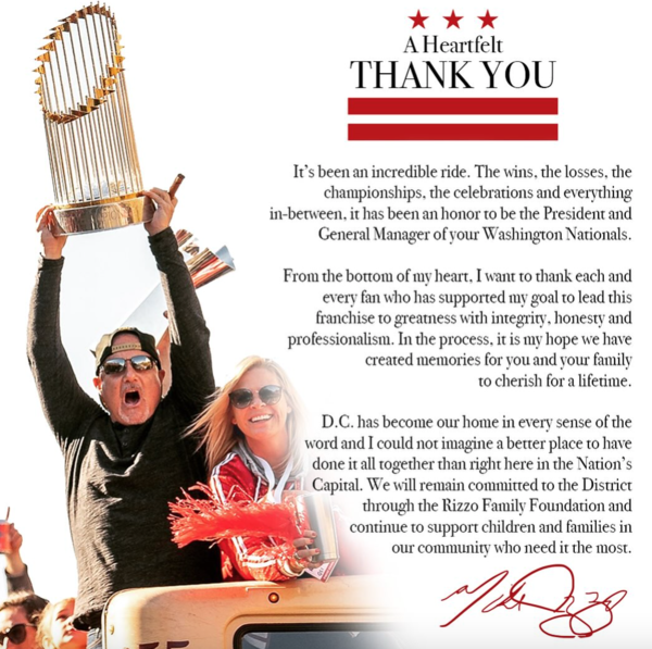 팬들에게 감사를 전한 리조 단장의 메시지(사진=마이크 리조 SNS)