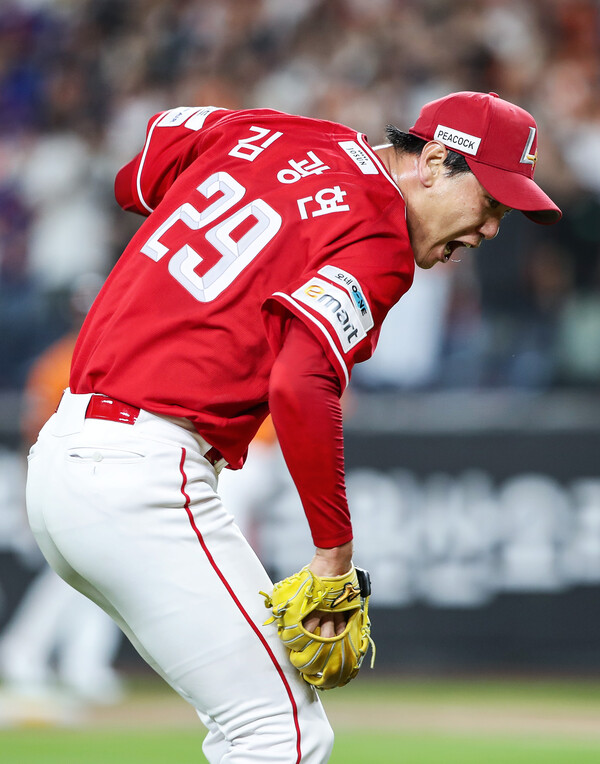 포효하는 김광현(사진=SSG)