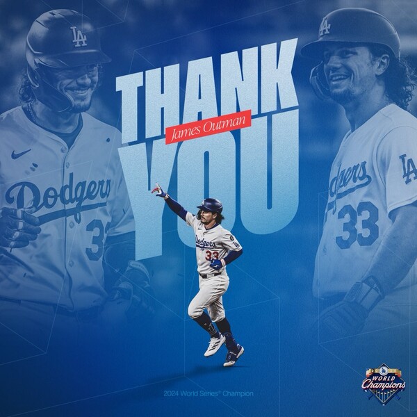 LA 다저스가 미네소타 트윈스와의 트레이드를 통해 제임스 아웃맨을 떠나보냈다. (사진=LA 다저스 SNS 캡쳐)