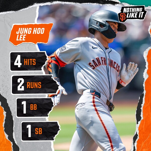 이정후가 메이저리그 데뷔 첫 4안타 5출루 경기를 완성했다(사진=샌프란시스코 자이언츠 SNS)