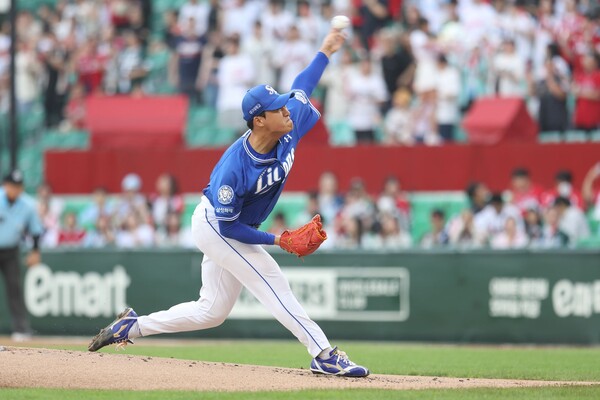 지난 6일 삼성 라이온즈 이승현이 마운드에서 역투를 펼치고 있다. (사진=삼성 라이온즈)