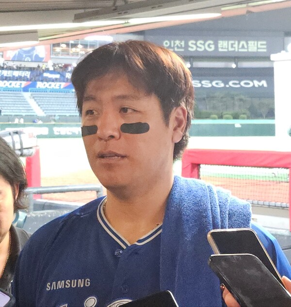 삼성 라이온즈의 베테랑 포수 강민호. (사진=스포츠춘추 정진영 기자)