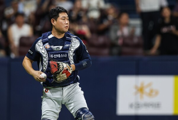 두산 주장을 맡고 있는 '안방마님' 양의지. 사진 | 두산