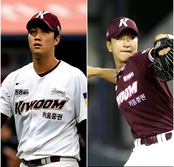 (왼쪽부터) 키움 히어로즈 투수 안우진, 주승우. (사진=키움 히어로즈)