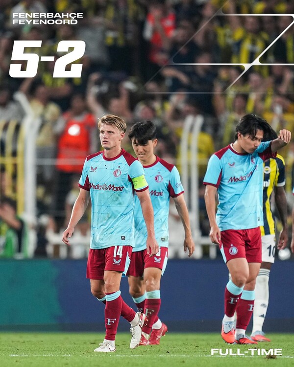 네덜란드 페예노르트가 2025-2026 UEFA 챔피언스리그 3차 예선 2차전에서 패배했다.사진=(페예노르트 SNS)