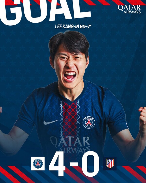 페널티킥 골을 넣은 이강인(사진=PSG SNS)