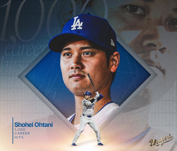 1000안타 고지를 밟은 오타니(사진=LA 다저스 SNS)