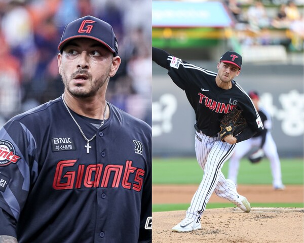 롯데 자이언츠 빈스 벨라스케즈(왼쪽)과 LG 트윈스 앤더스 톨허스트. (사진=각 구단)