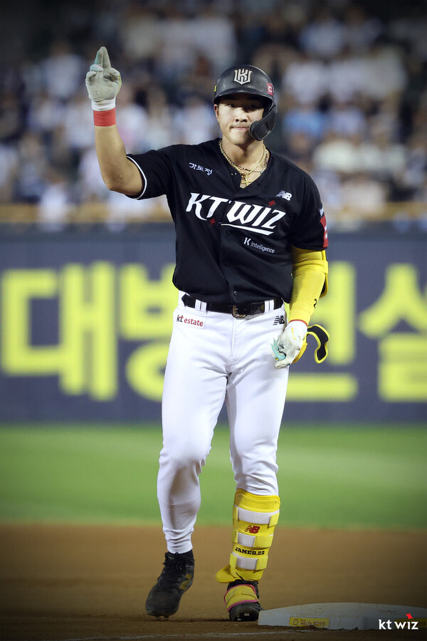 최근 타격 페이스가 떨어지고 있는 안현민(사진=KT)