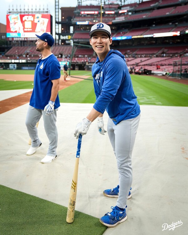 경기전 밝은 모습으로 훈련하는 김혜성(사진=LA 다저스 SNS)