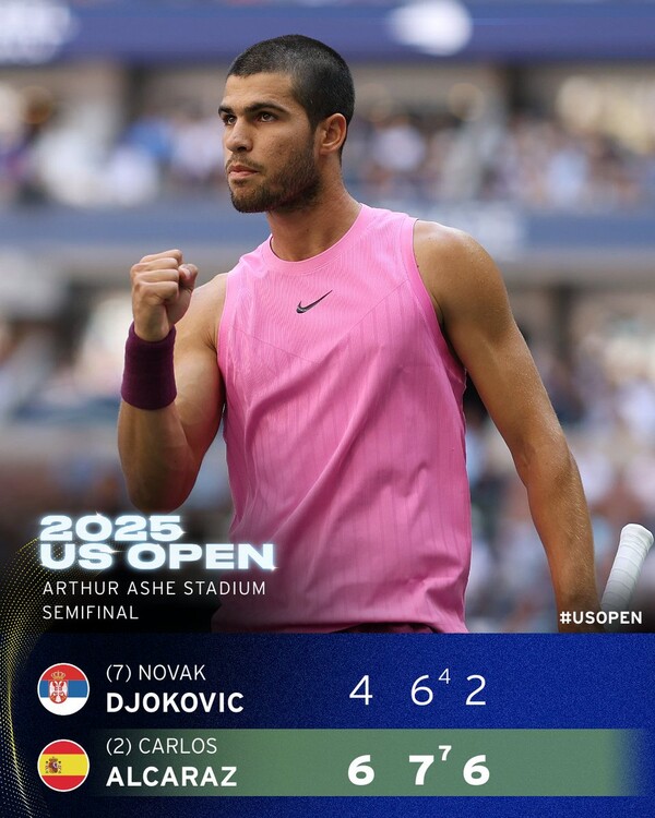카를로스 알카라스가 결승행을 확정했다(사진=US 오픈 공식 SNS)