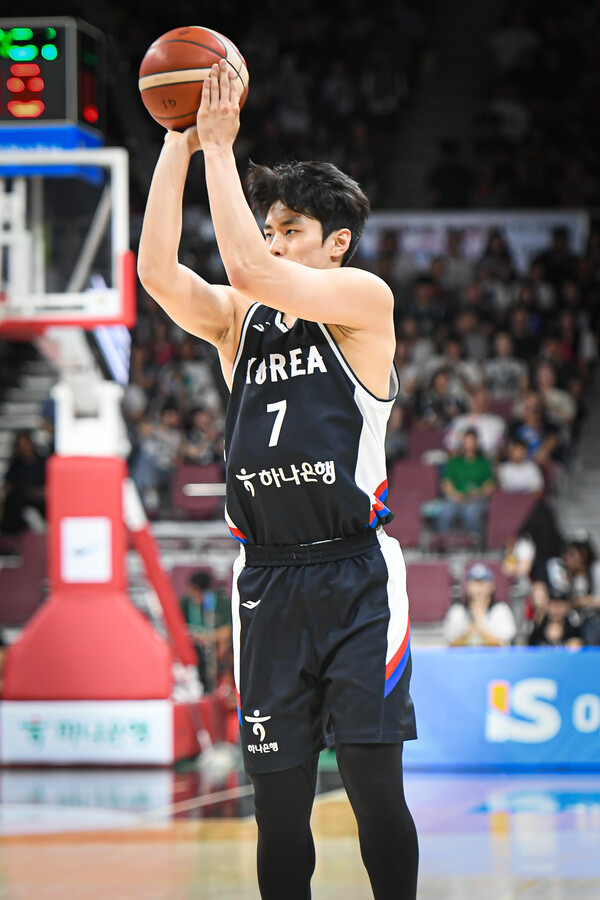 국가대표 슈터로 활약한 LG 유기상. 사진 | KBL