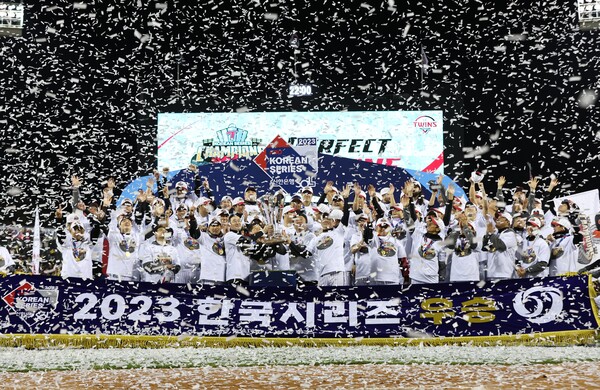 2023년 LG 통합우승 세레머니 장면. (사진=LG 트윈스)