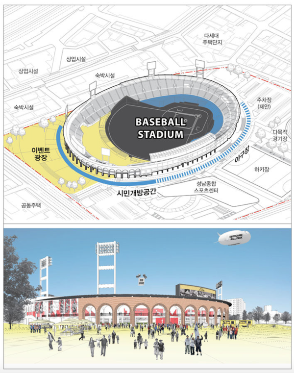성남시는 종합운동장 주경기장을 야구전용시설로 바꾸는 설계공모에서 에스샵건축사사무소 작품을 최종 선택했다고 11일 밝혔다(사진=성남시)