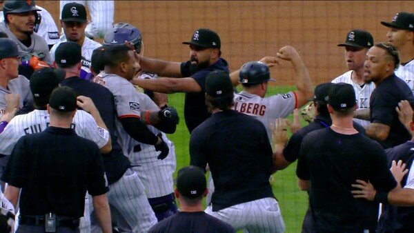 샌프란시스코와 콜로라도의 벤치 클리어링(사진=MLB.com 방송화면)