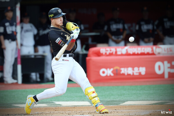 KT 안현민의 20일 타격 장면. (사진=KT위즈)