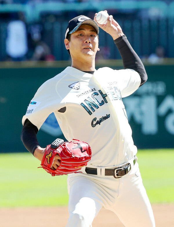 김광현이 21일 인천 두산전에 선발등판해 공을 뿌리고 있다. 사진 | SSG