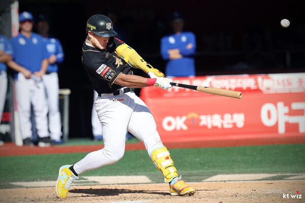 2점 홈런을 날린 안현민(사진=KT)