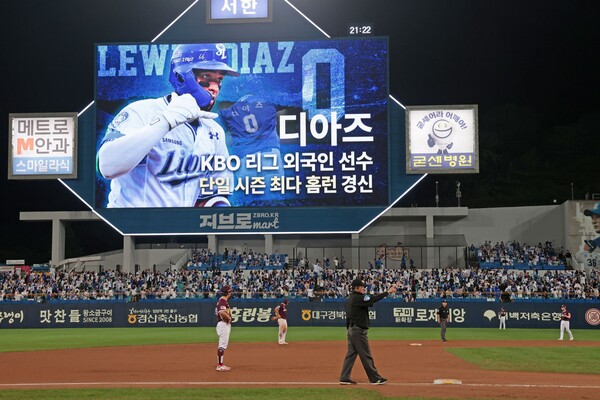 삼성 디아즈는 지난 25일 키움을 상대로 시즌 49호 홈런을 때려내며 단일 시즌 외국인 선수 최다 홈런을 경신했다. (사진=삼성)