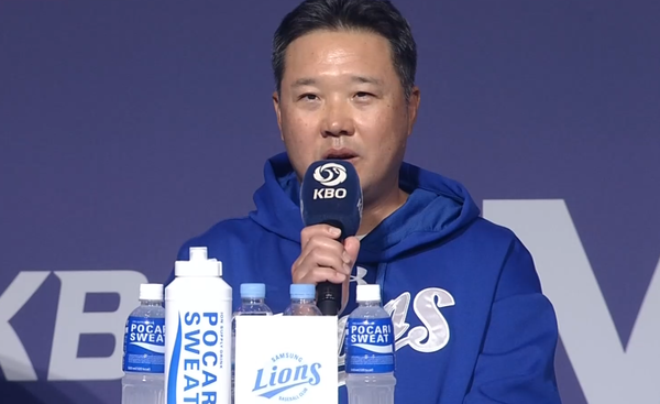 2025 KBO 미디어데이에서 삼성 박진만 감독. (사진=TVING 중계화면 캡처)