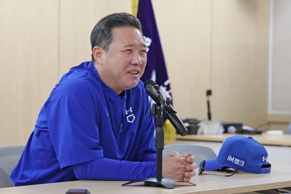 비로소 환하게 미소짓는 박진만 감독. (사진=삼성)