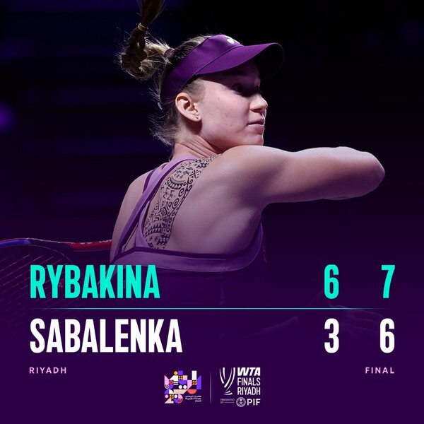 엘레나 리바키나가 사발렌카를 꺾고 우승했다(사진=WTP투어 SNS)