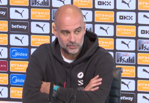 기자회견에 나온 펩 과르디올라 감독.